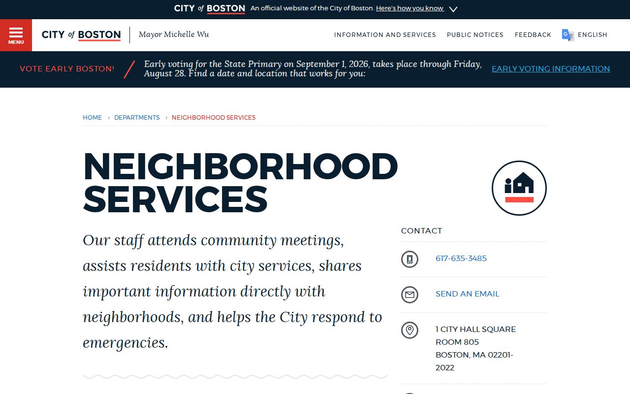 Boston neighbors Neighborhood Services liaison and community meeting information