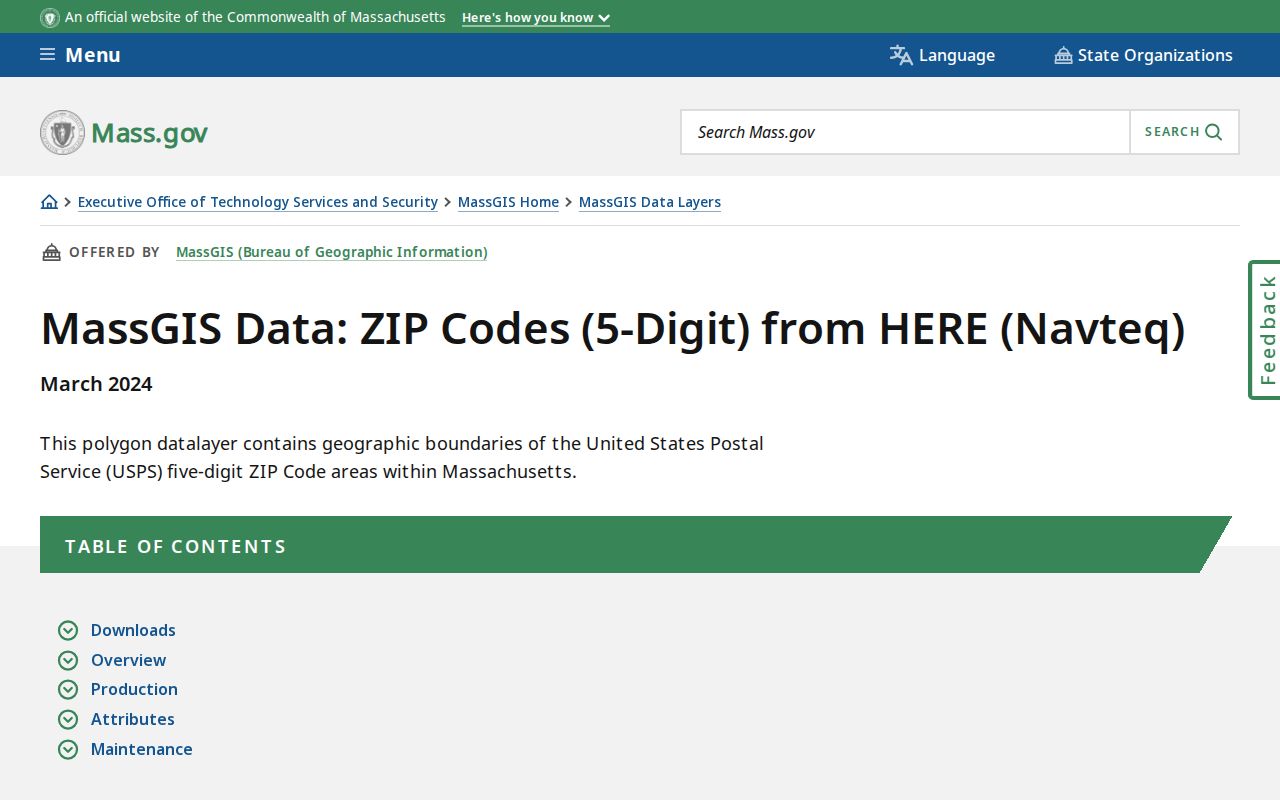 Boston ZIP code MassGIS data and boundary guidance